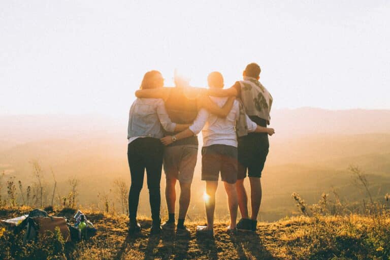 a group of people gathered together