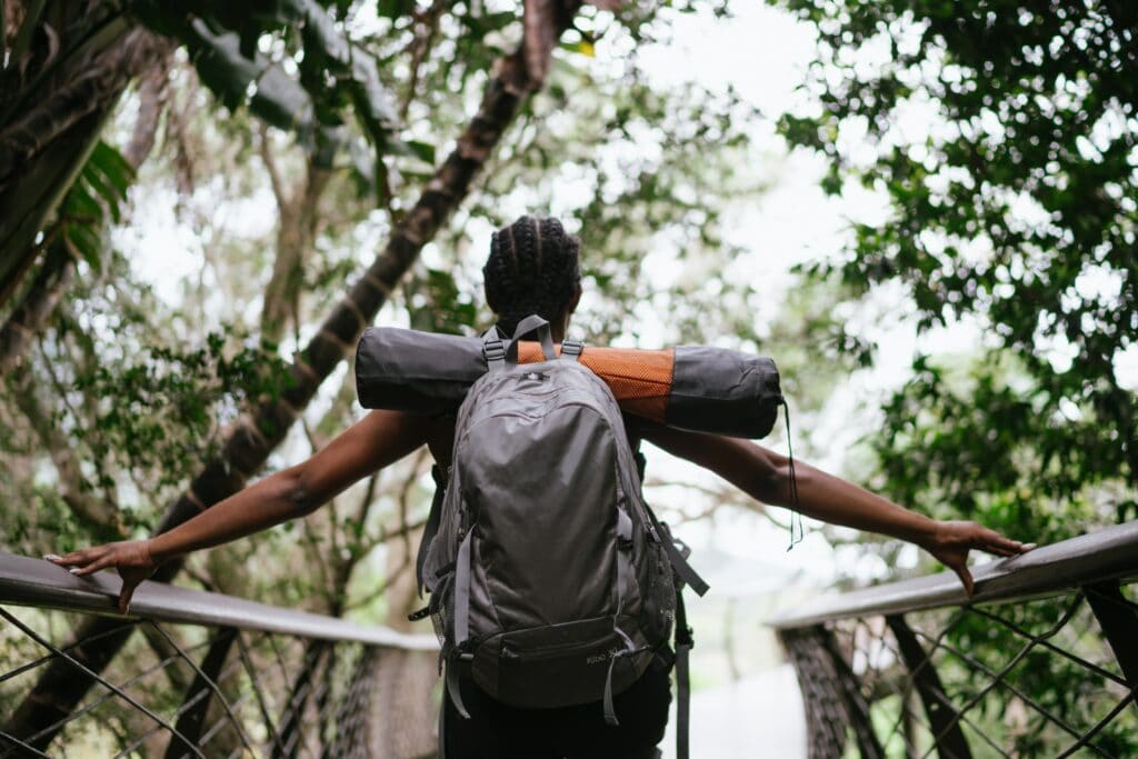 An image of a person on a hike practicing Self Care in Recovery