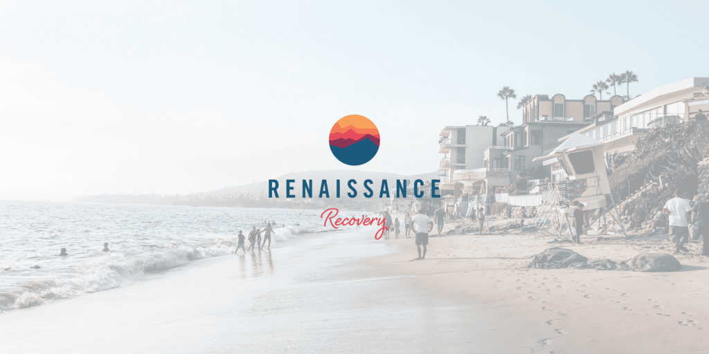 An image of a beach and the Renaissance Recovery logo, where addiction treatment is available 