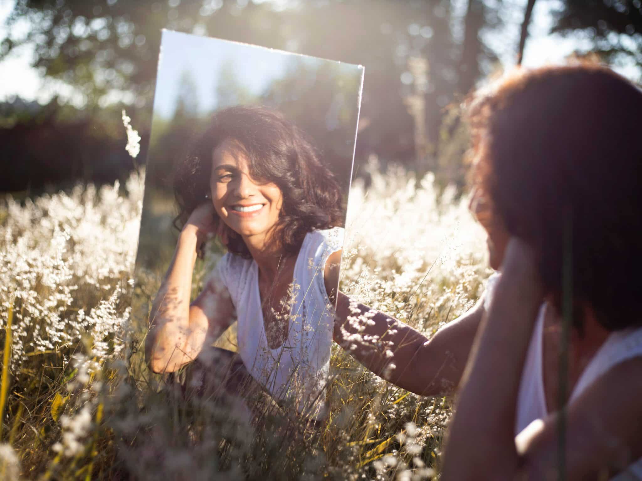 An image of a woman engaging in Self-talk