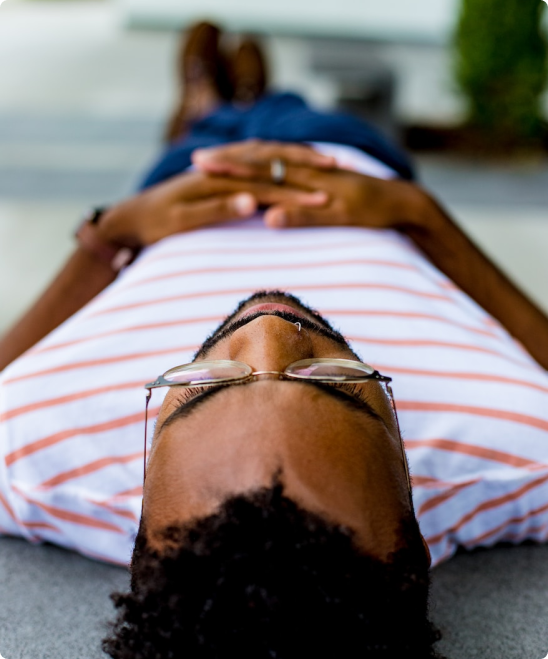 Man lying down facing the sky