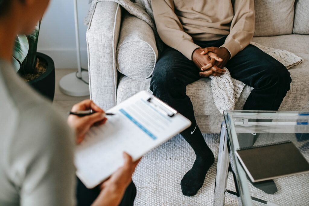 an image of someone in an intake assessment for medication-assisted treatment